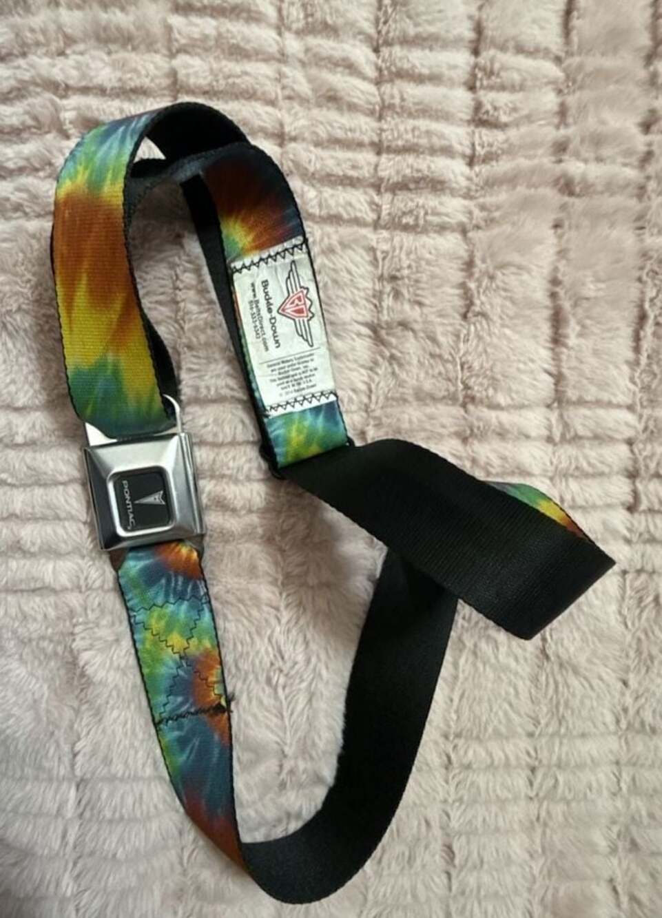 Buckle-Down Pontiac Logo Tie Dye Seatbelt Buckle Belt